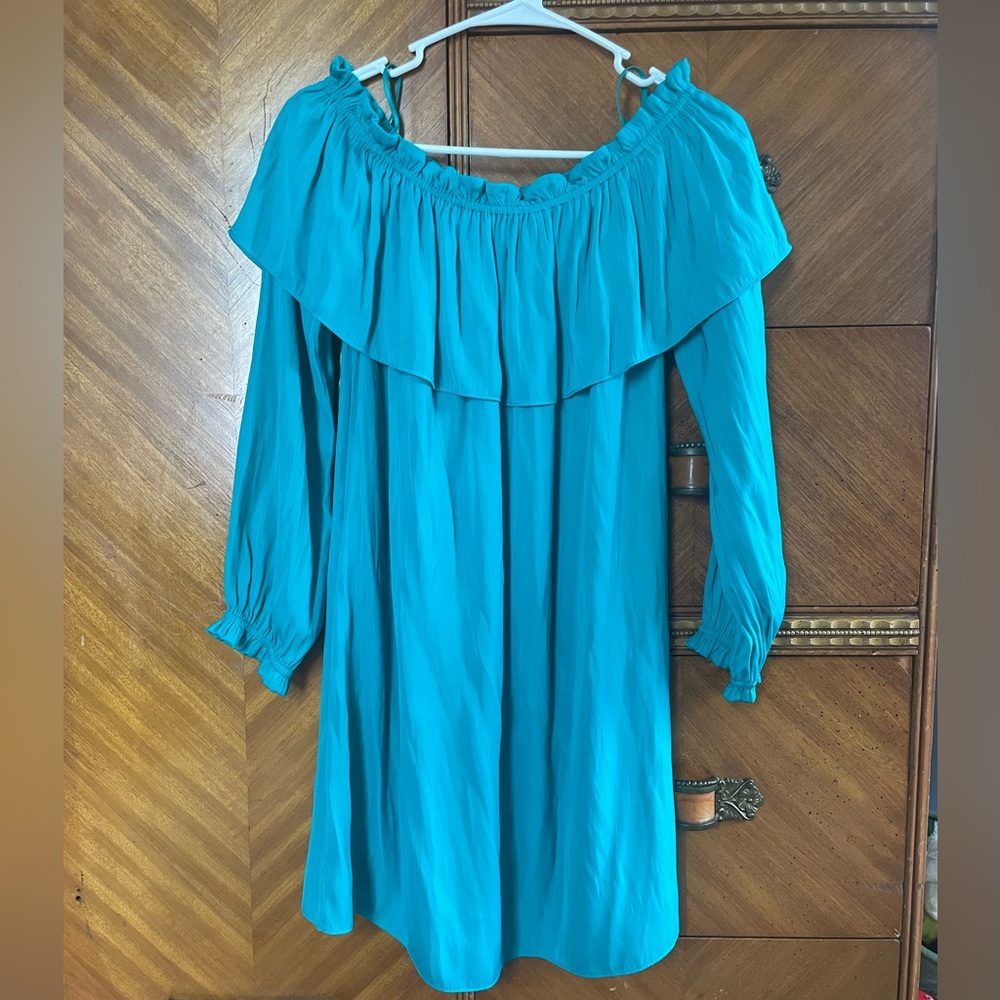 Lilly Pulitzer Blue Off-Shoulder Bishop Sleeve Sundress